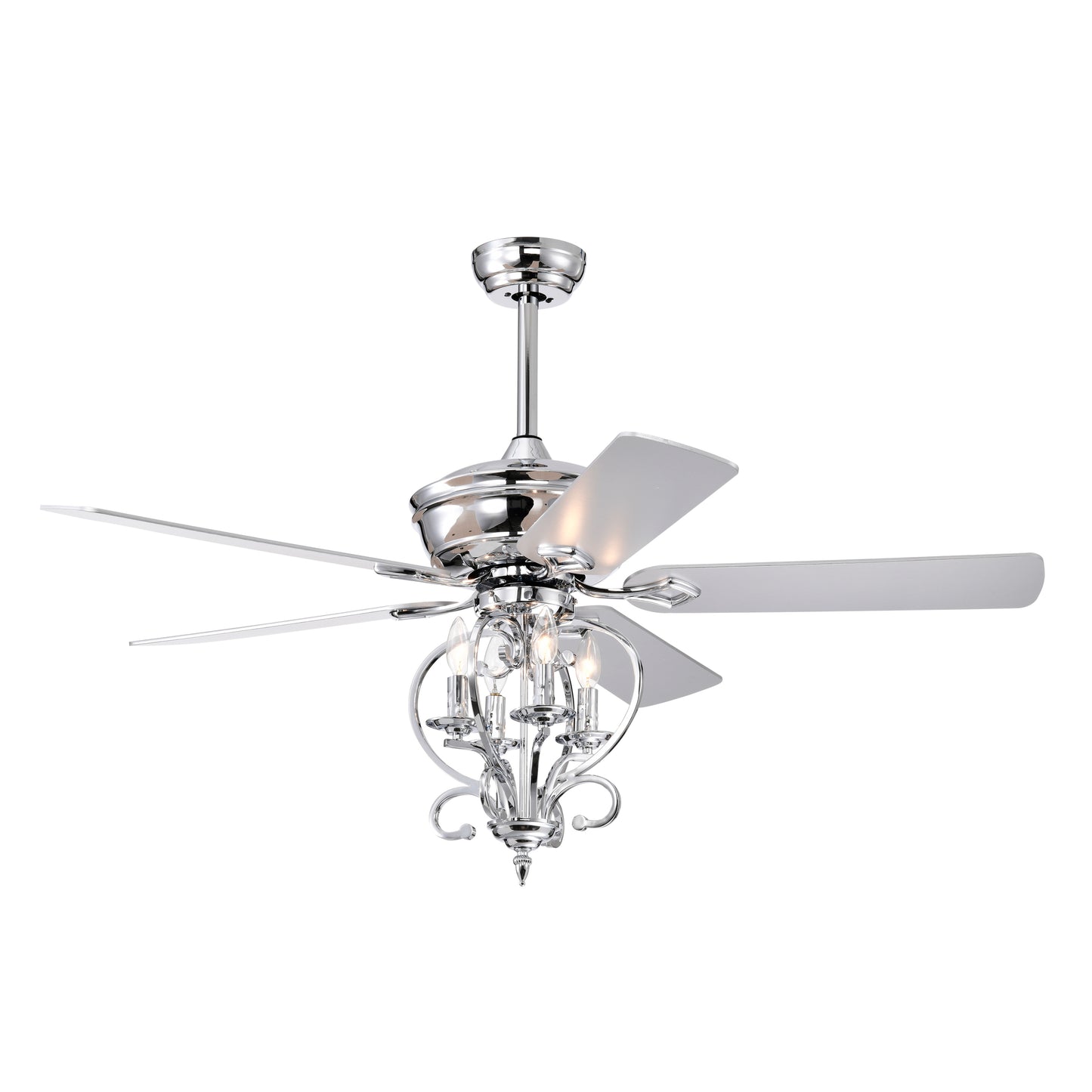 52-inch Silver Traditional Ceiling Fan with Reversible Airflow and Remote Control