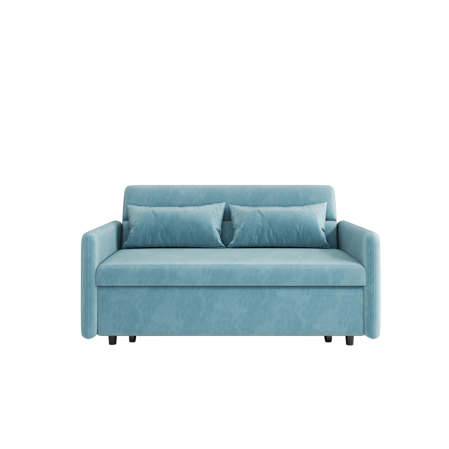 Sofa Pull Out Bed Included Two Pillows 54" Velvet Sofa for Small Spaces Teal