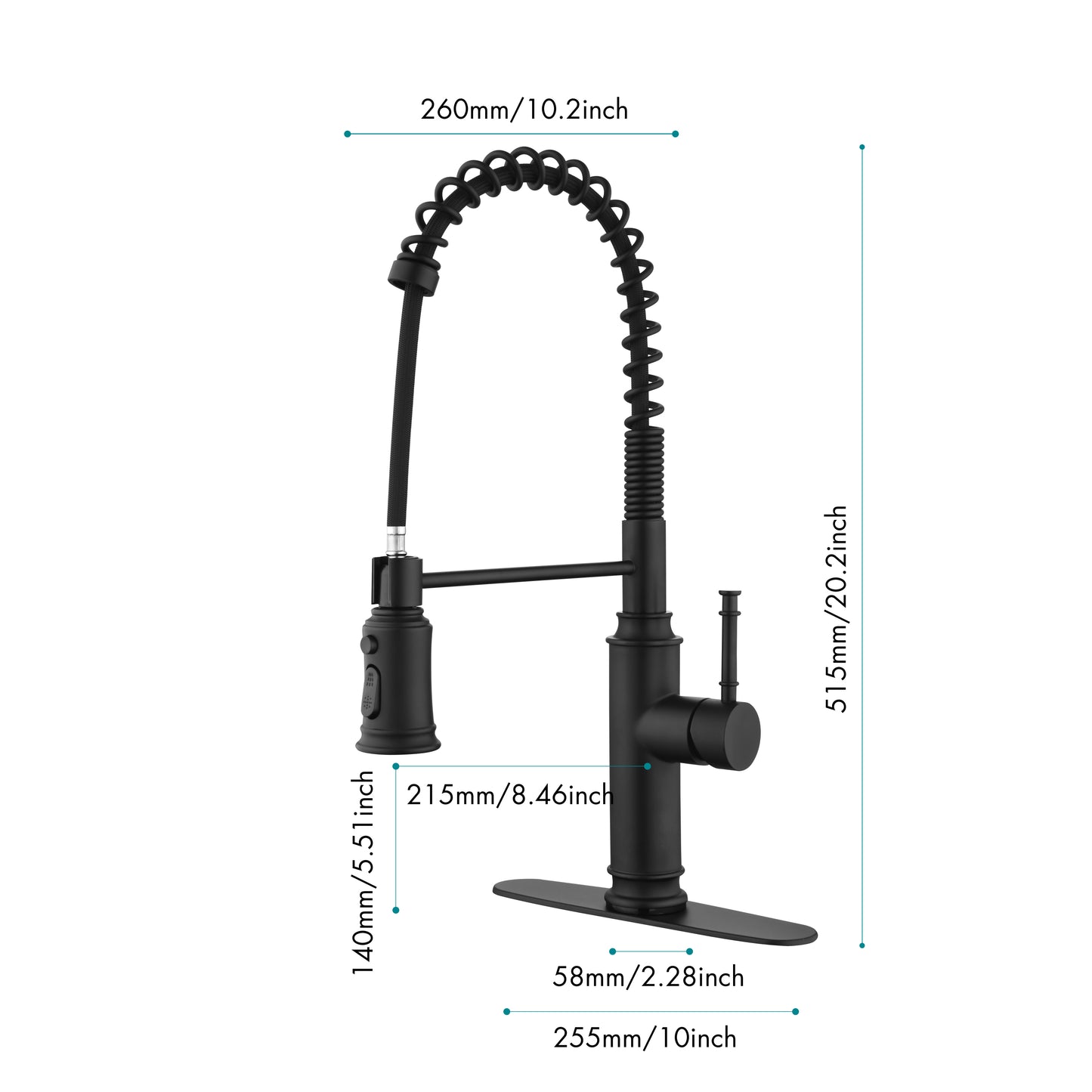 Kitchen Faucets Commercial  Single Handle Single Lever Pull Down Sprayer Spring Kitchen Sink Faucet