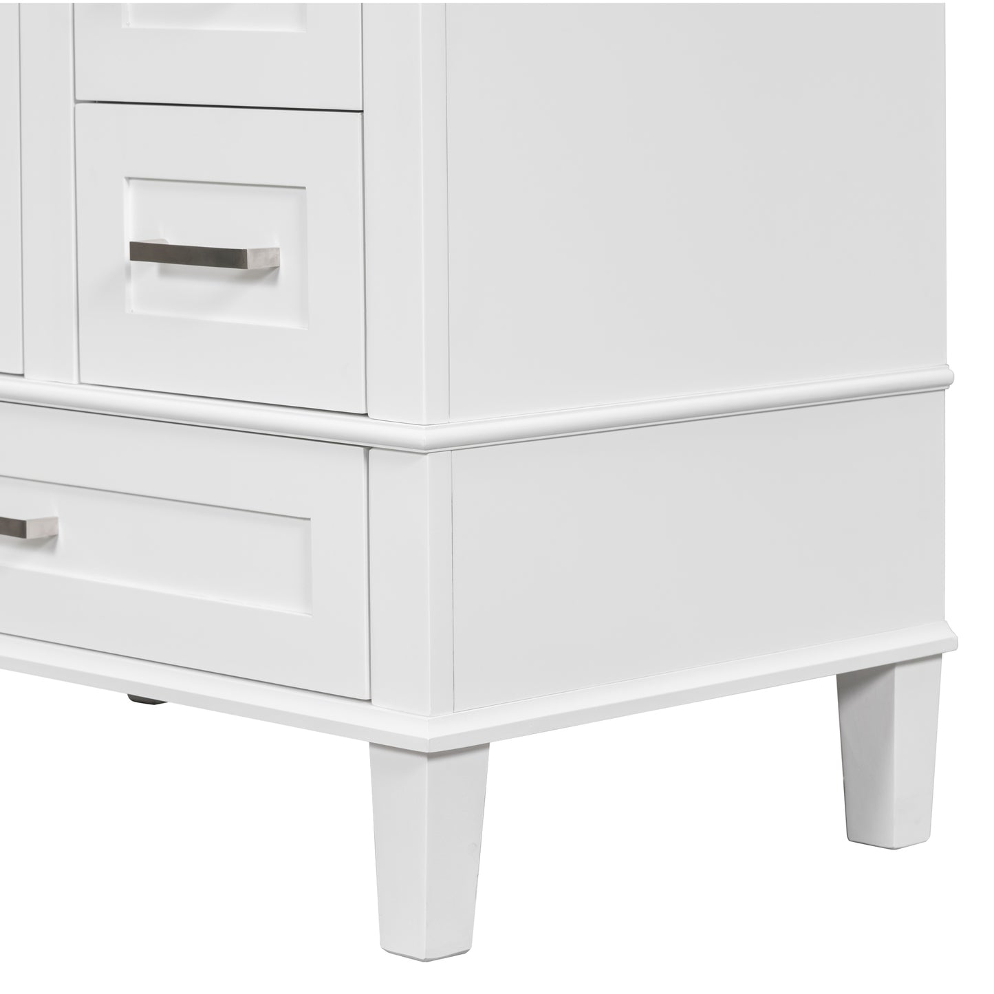 30" Bathroom Vanity , Modern Bathroom Cabinet with Sink Combo Set, Bathroom Storage Cabinet with a Soft Closing Door and 3 Drawers, Solid Wood Frame(White)