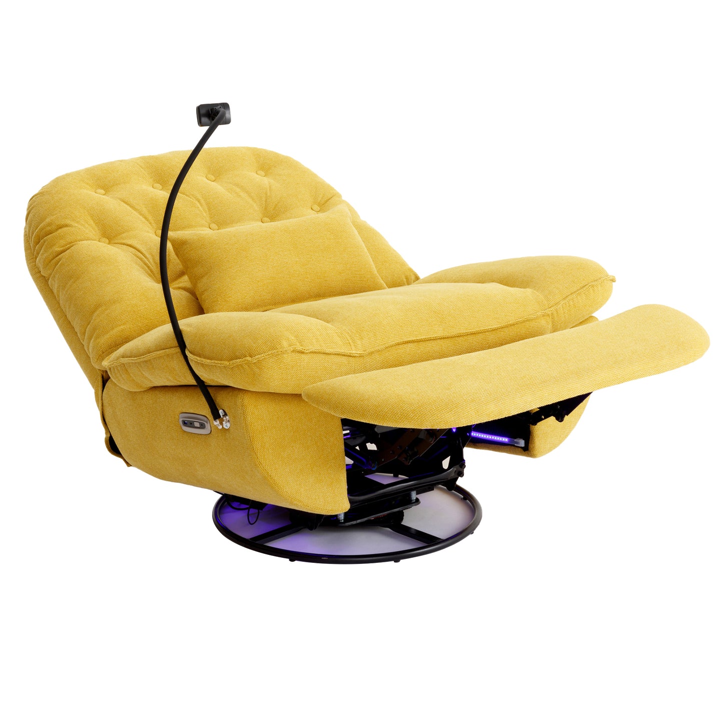 Yellow Power Recliner with Voice Control and Bluetooth Music Player