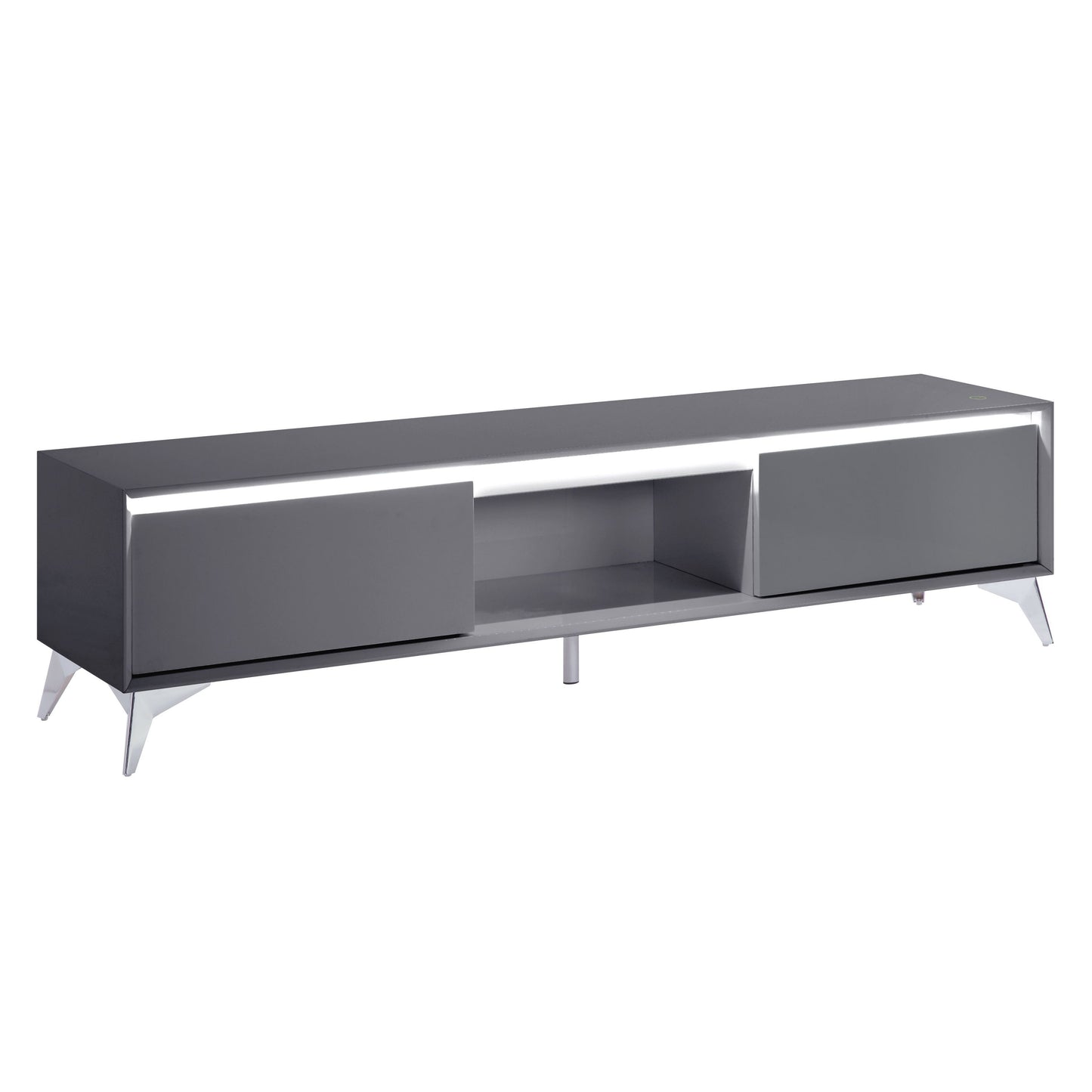 Raceloma Television Console with LED Lighting, Gray & Chrome Finish 91996