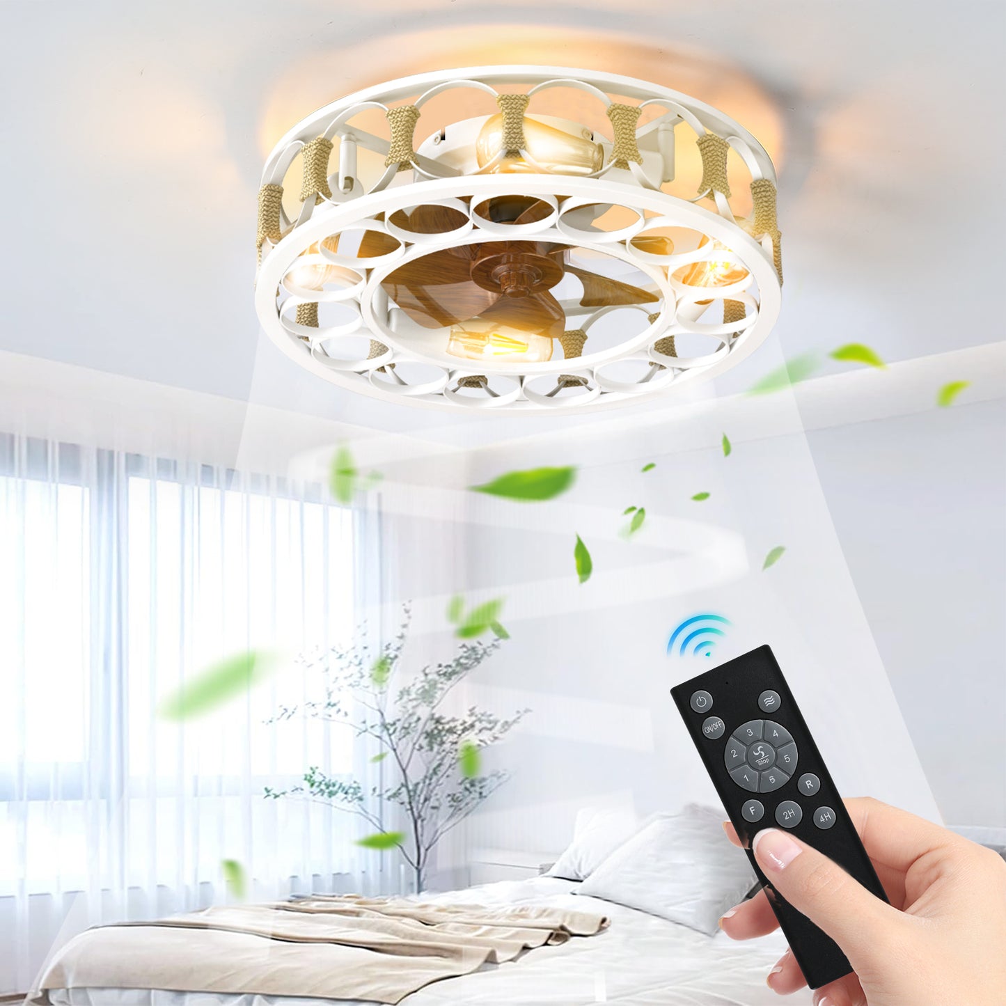 Sleek White Ceiling Fan with Remote Control and LED Lights