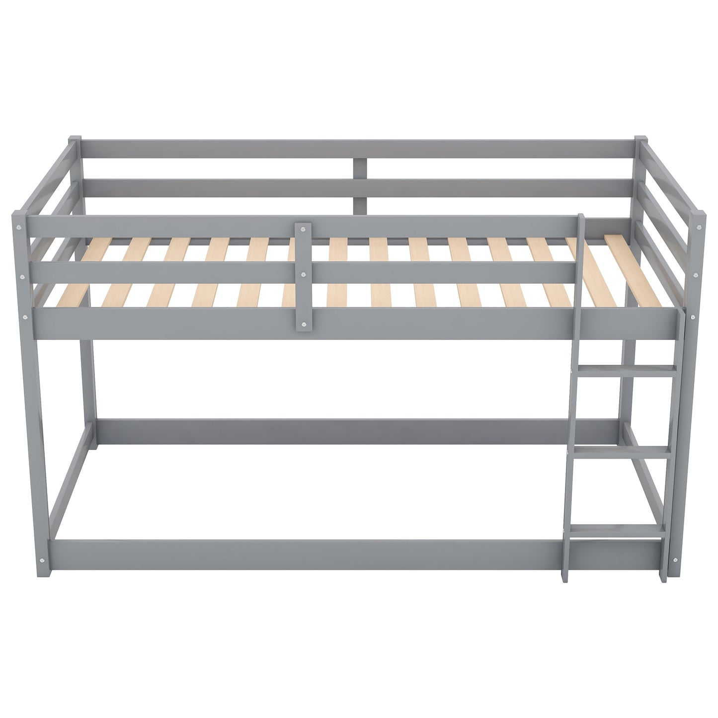 Gray Twin Bunk Bed with Low Floor Design