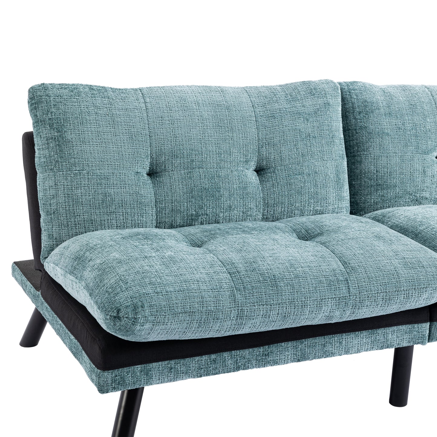 Convertible Sofa Bed  Loveseat Futon Bed Breathable Adjustable Lounge Couch with Metal Legs,Futon Sets for Compact Living Space  Chenille- Mint Green