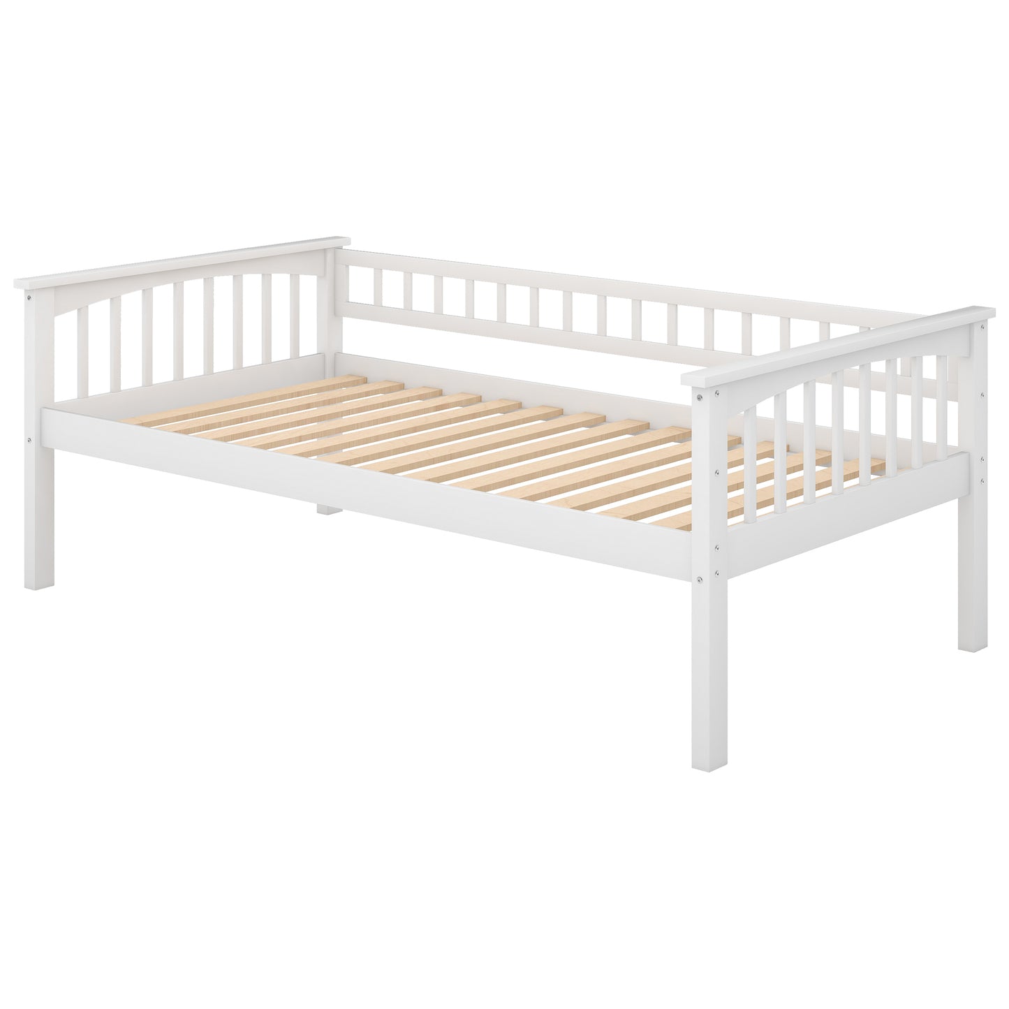 Twin Bunk Bed with Storage Drawers and Convertible Design in White