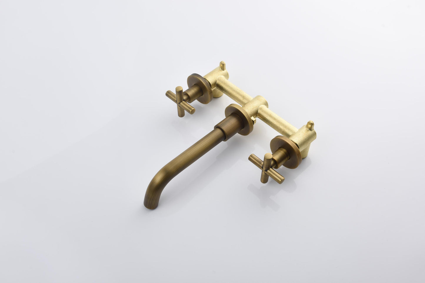 Wall Mount Bathroom Faucet with Bronze Cross Handles