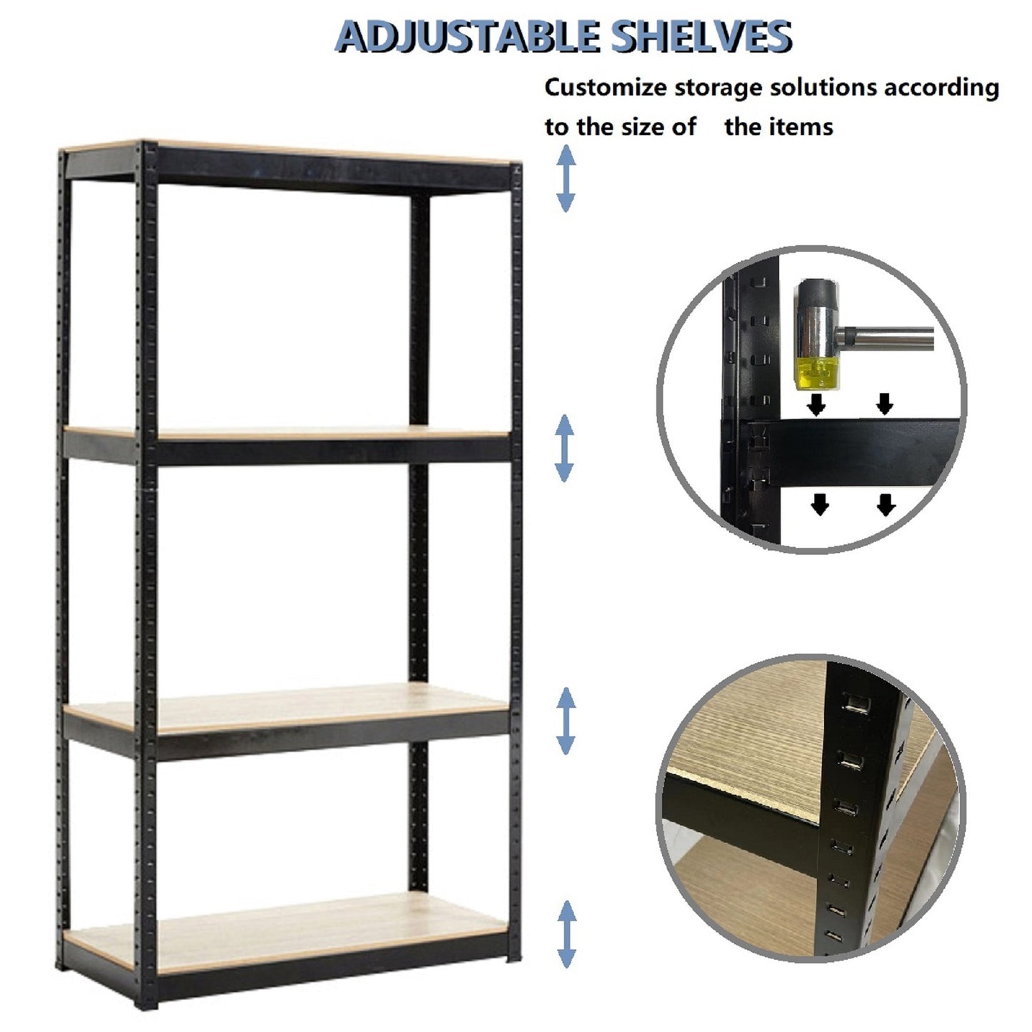 Storage Shelves -  4 Tier Adjustable Garage Storage Shelving, Heavy Duty Metal Storage Utility Rack Shelf Unit for Warehouse Pantry Closet Kitchen, 23.6" x 15.7" x 47.2", Black