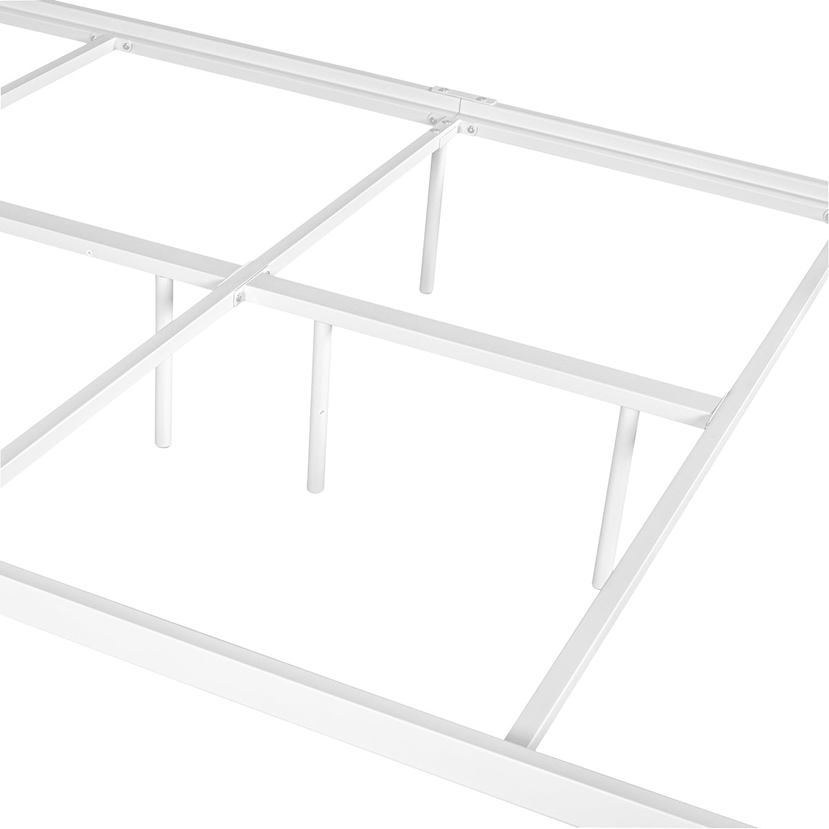 81.6" L X 59.6" W X 44.4"H Metal Bed Frame Full Size Standerd Bed Frame - WHITE