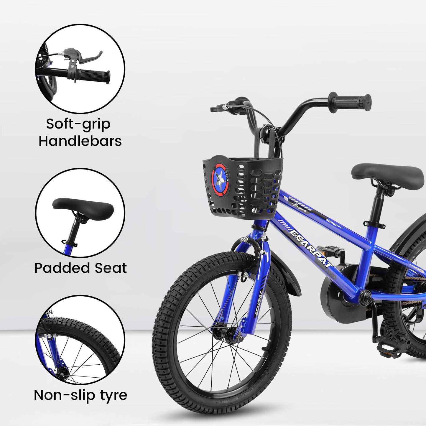 Kids Bike 14 inch for Boys & Girls with Training Wheels,  Freestyle Kids' Bicycle with Bell,Basket and fender.