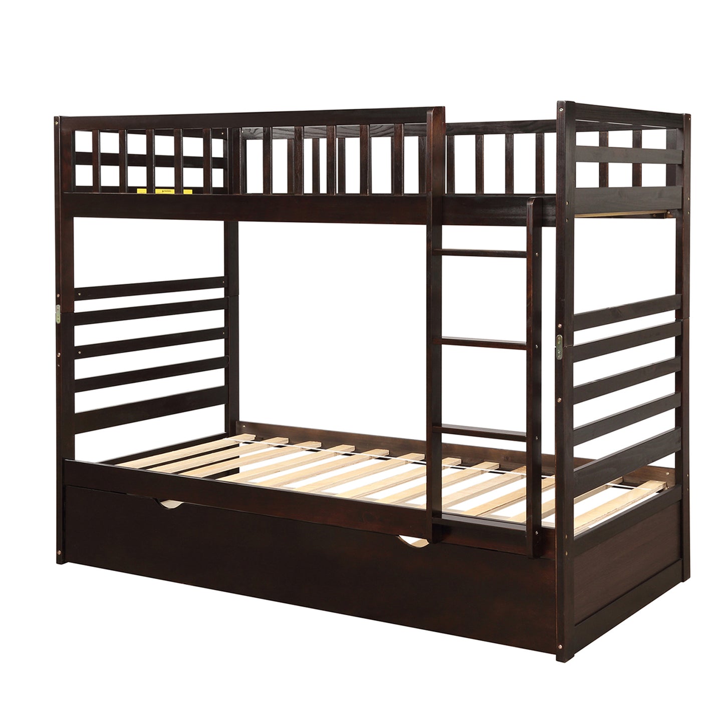 Children's Twin Bunk Beds with Trundle Bed and Safety Features