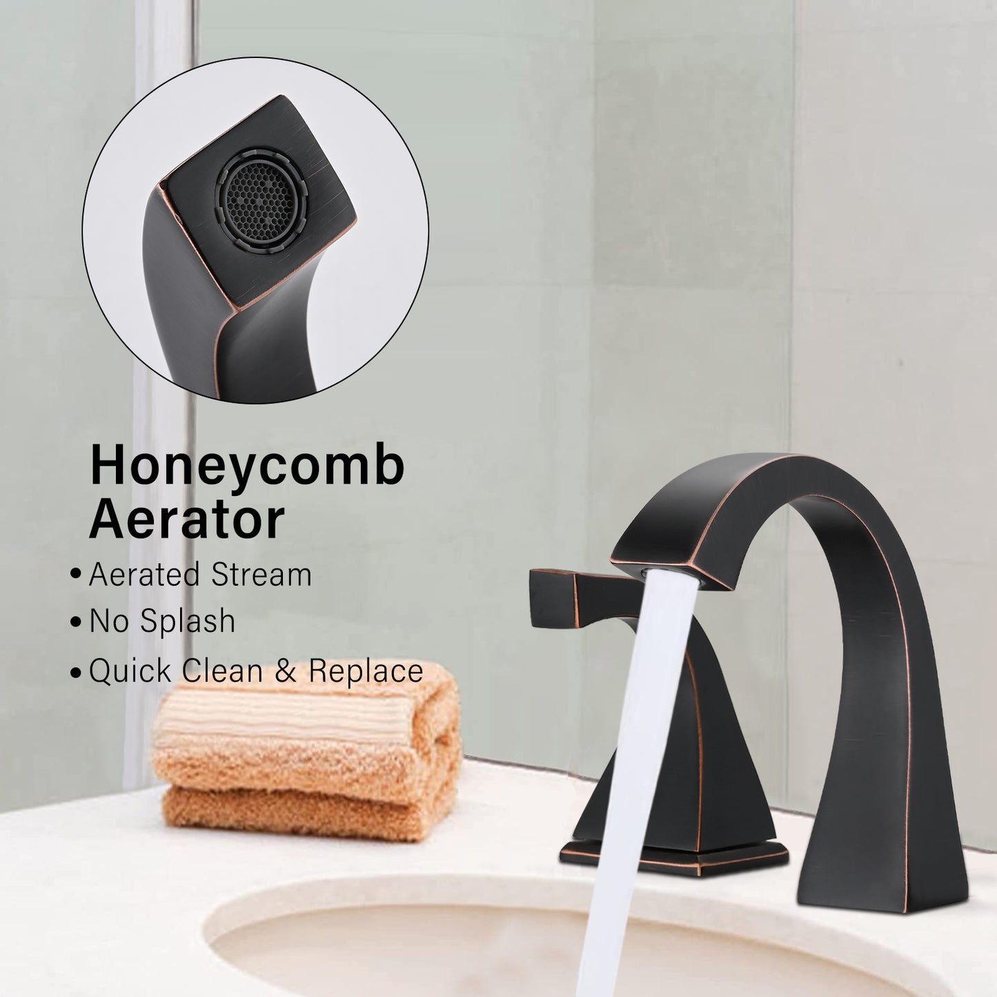 Bathroom Sink Faucet with 2 Handles and Drain in Oil Rubbed Bronze