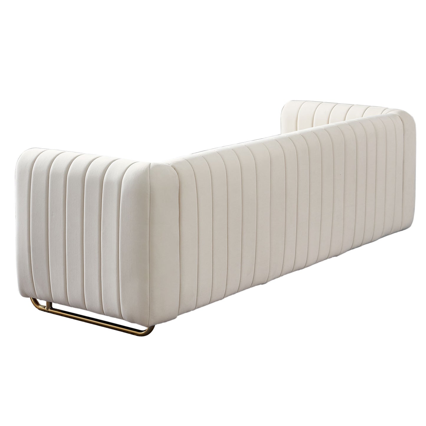 Contemporary Velvet Sofa Couch 84.25''W for Living Room, Beige