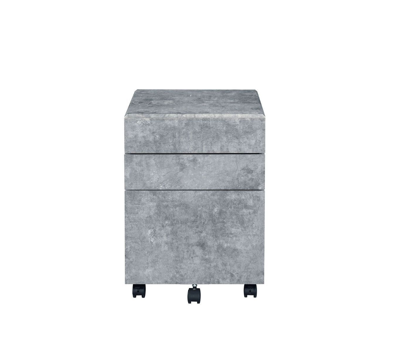 Jurgen 3-Drawer Faux Concrete and Silver File Cabinet