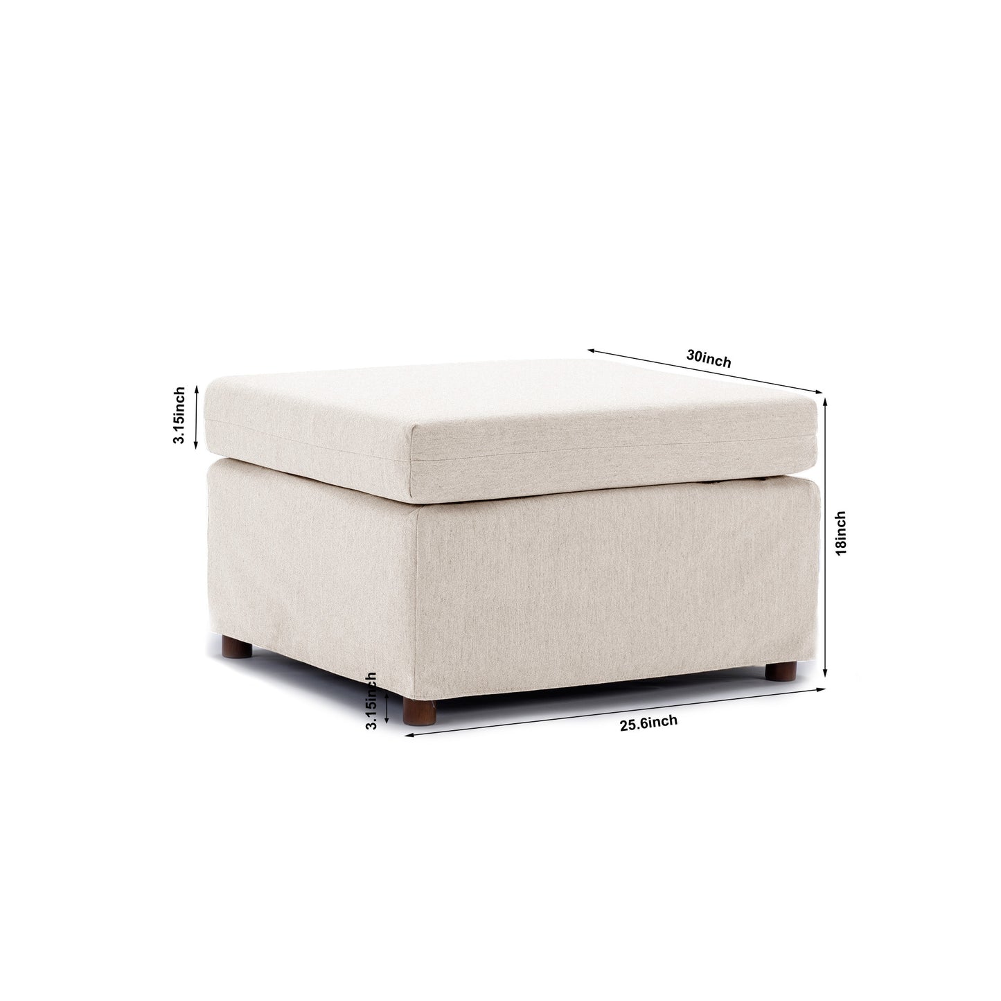 Cream Modular Sectional Sofa with 2 Ottomans and Removable/Washable Cushions