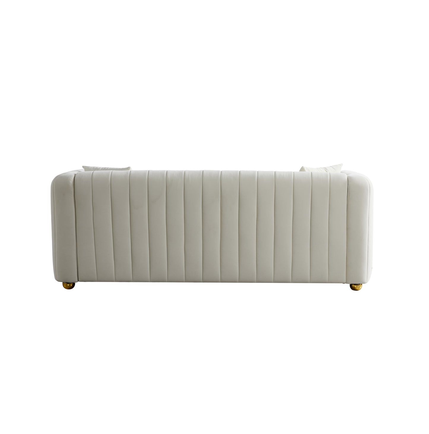 79.92 Opulent White Velvet Sofa with Deep Padding and Sturdy Construction