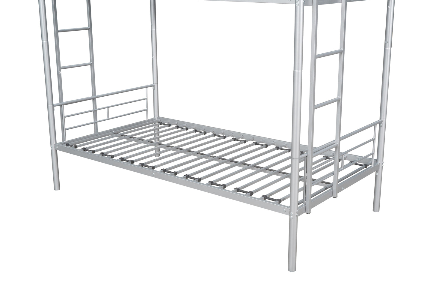 Metal Twin Bunk Bed with Trundle and Safety Features for Versatile Use