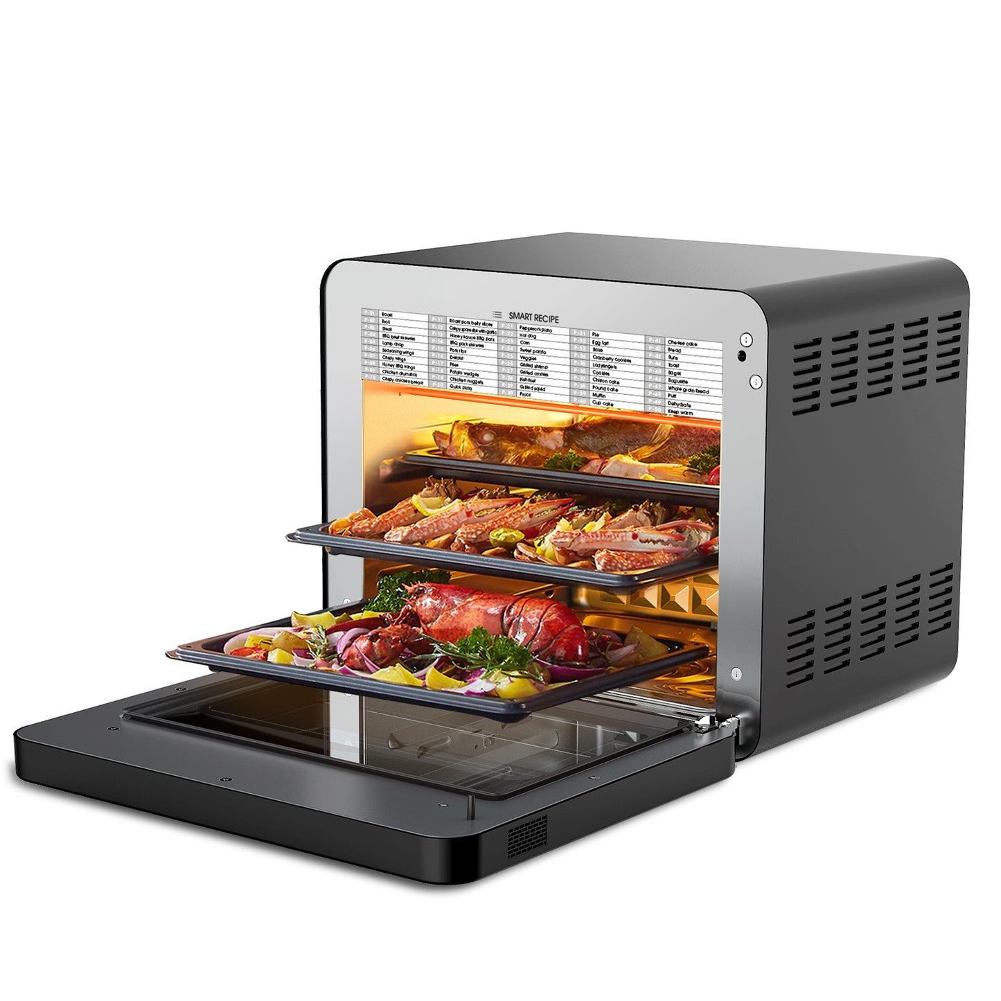 Steam Convection Oven with Air Fryer and Toast Function, 26 QT Capacity, Black Stainless Steel