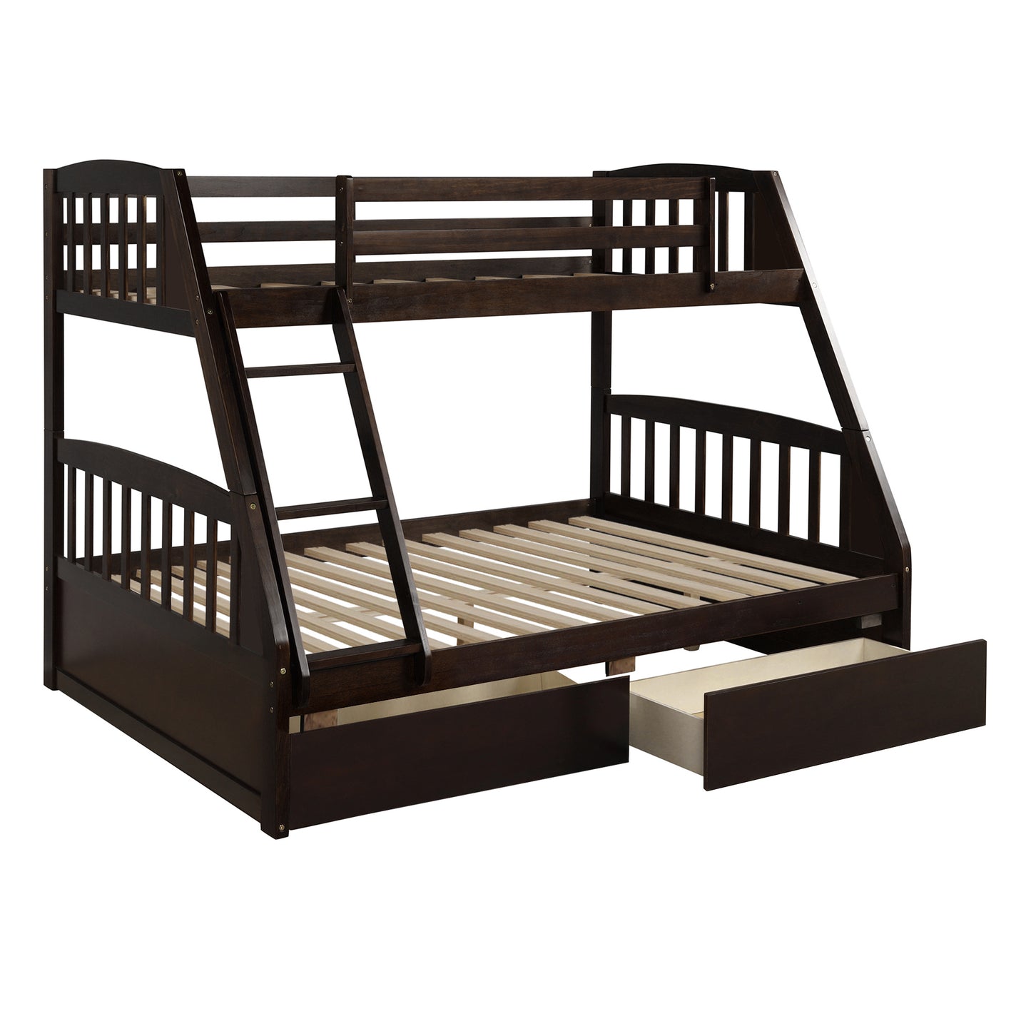 Espresso Twin Over Full Bunk Bed with Storage Drawers