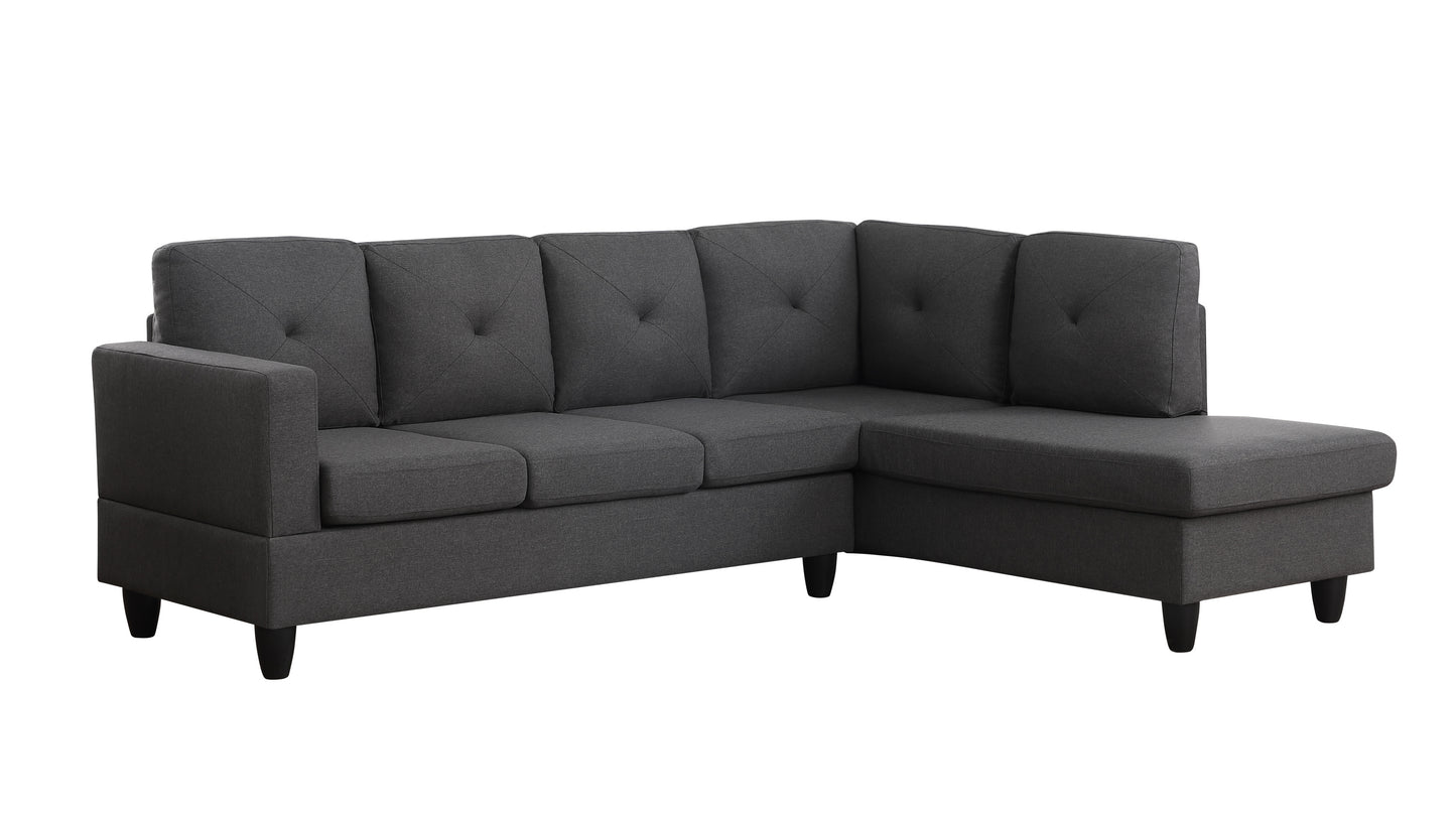 Santiago Dark Grey Linen Sectional Sofa with Right-Facing Chaise