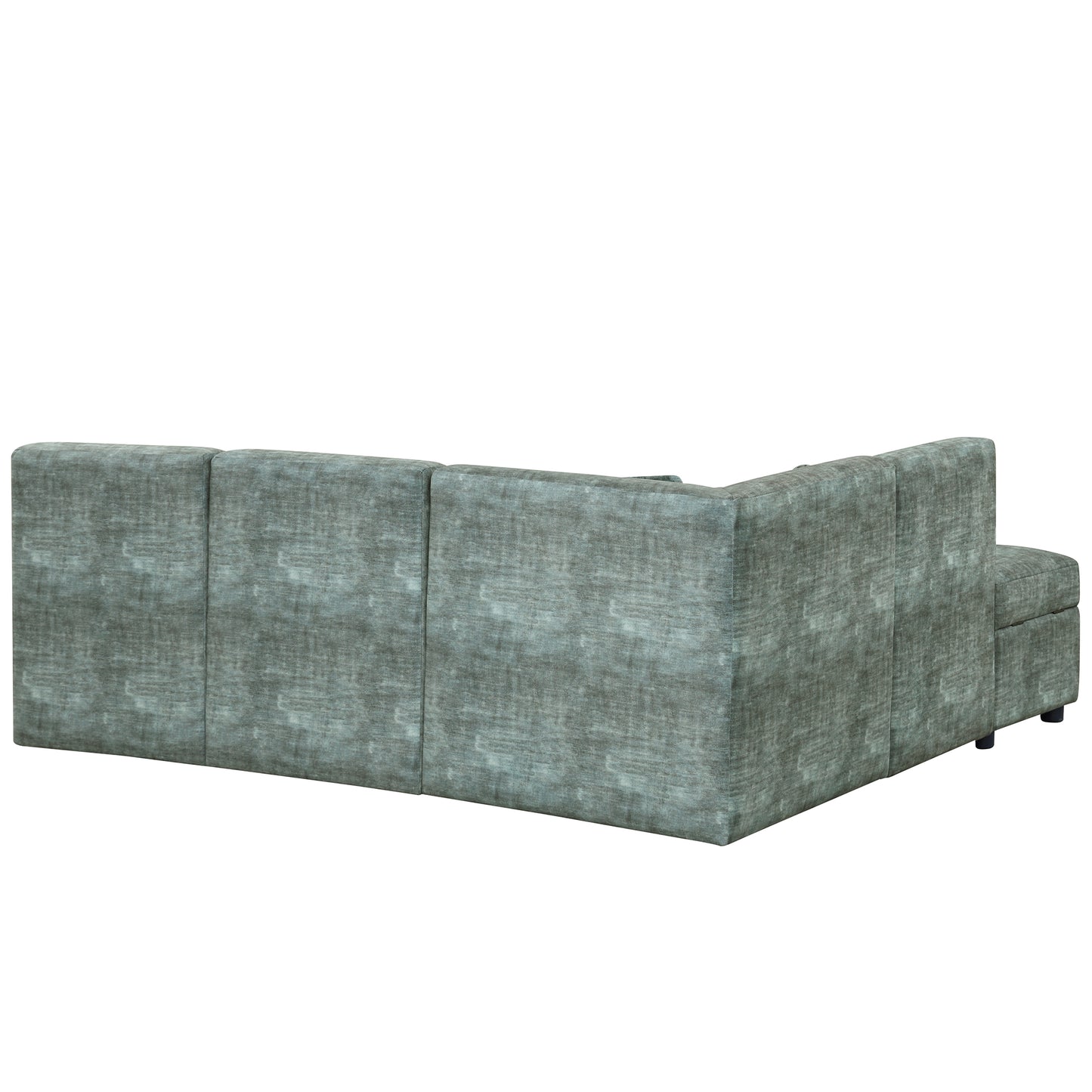 Endless Lounge Creations: Free-Combined Blue-Green Sectional Sofa with Storage Ottoman and 5 Pillows