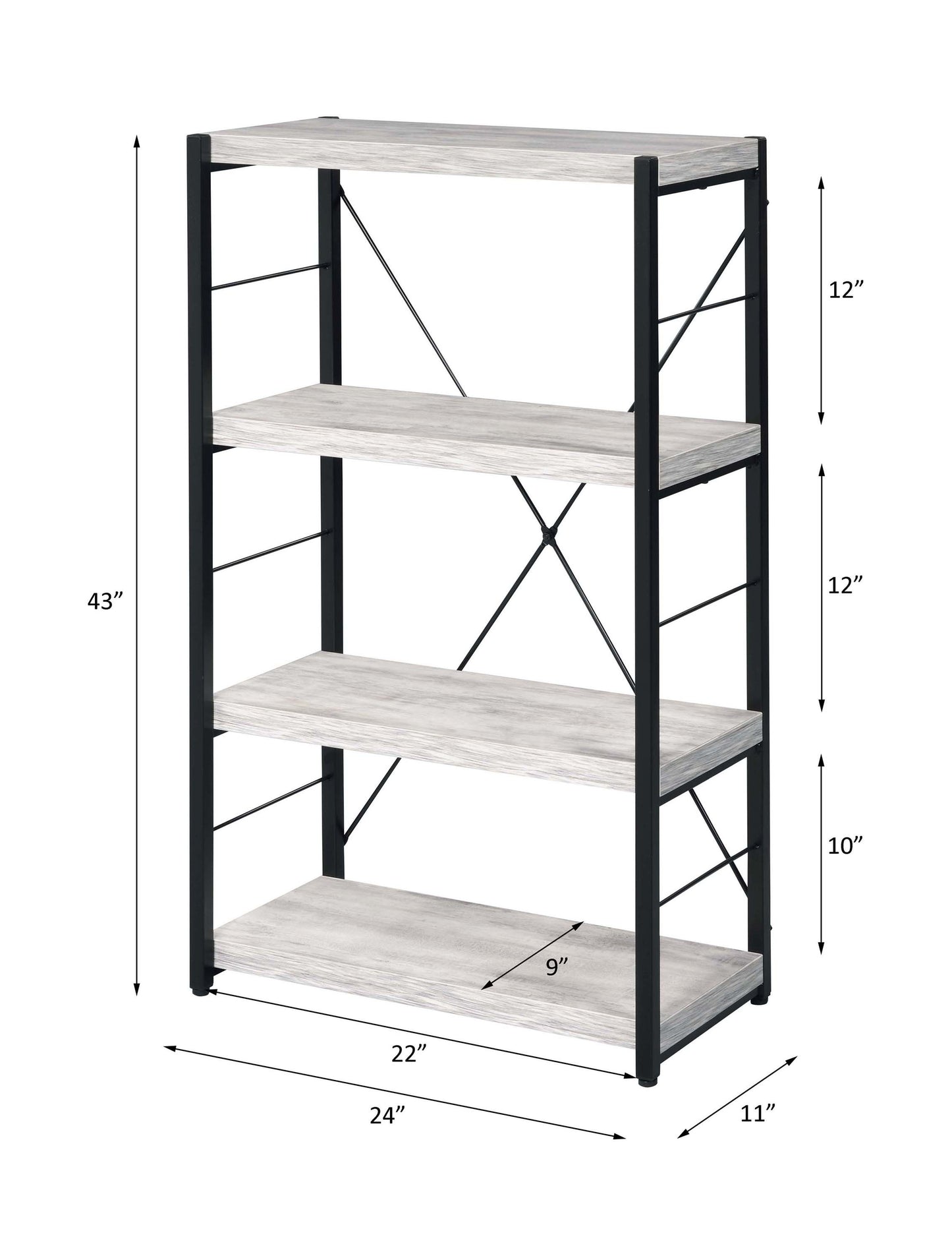 Jurgen Bookshelf, Antique White & Black 92917