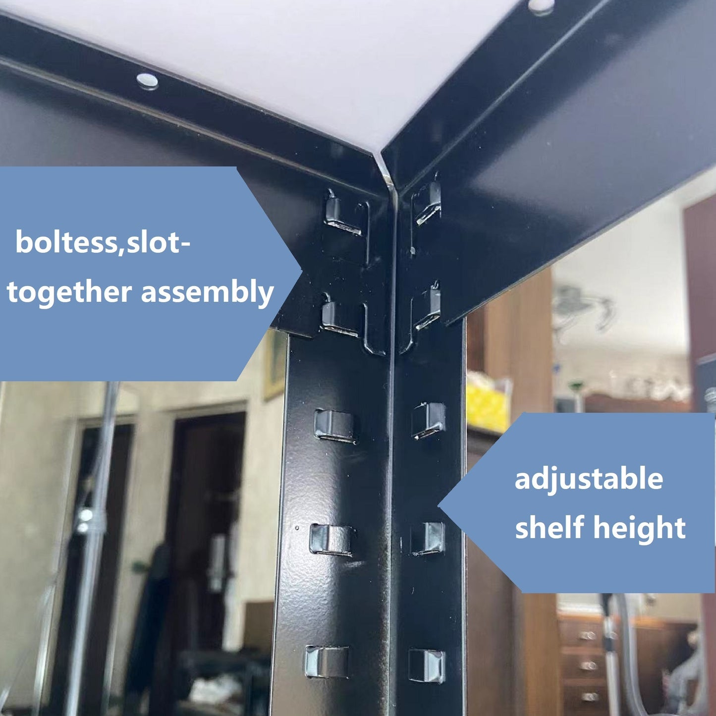 Storage Shelves -  4 Tier Adjustable Garage Storage Shelving, Heavy Duty Metal Storage Utility Rack Shelf Unit for Warehouse Pantry Closet Kitchen, 23.6" x 15.7" x 47.2", Black