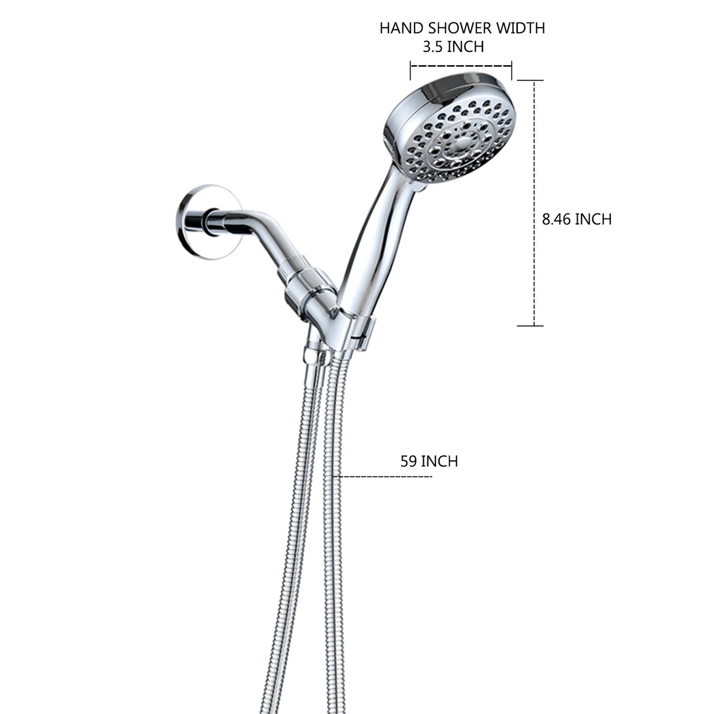 Luxurious High Pressure Chrome Handheld Shower Head with 5 Mode Adjustable Settings