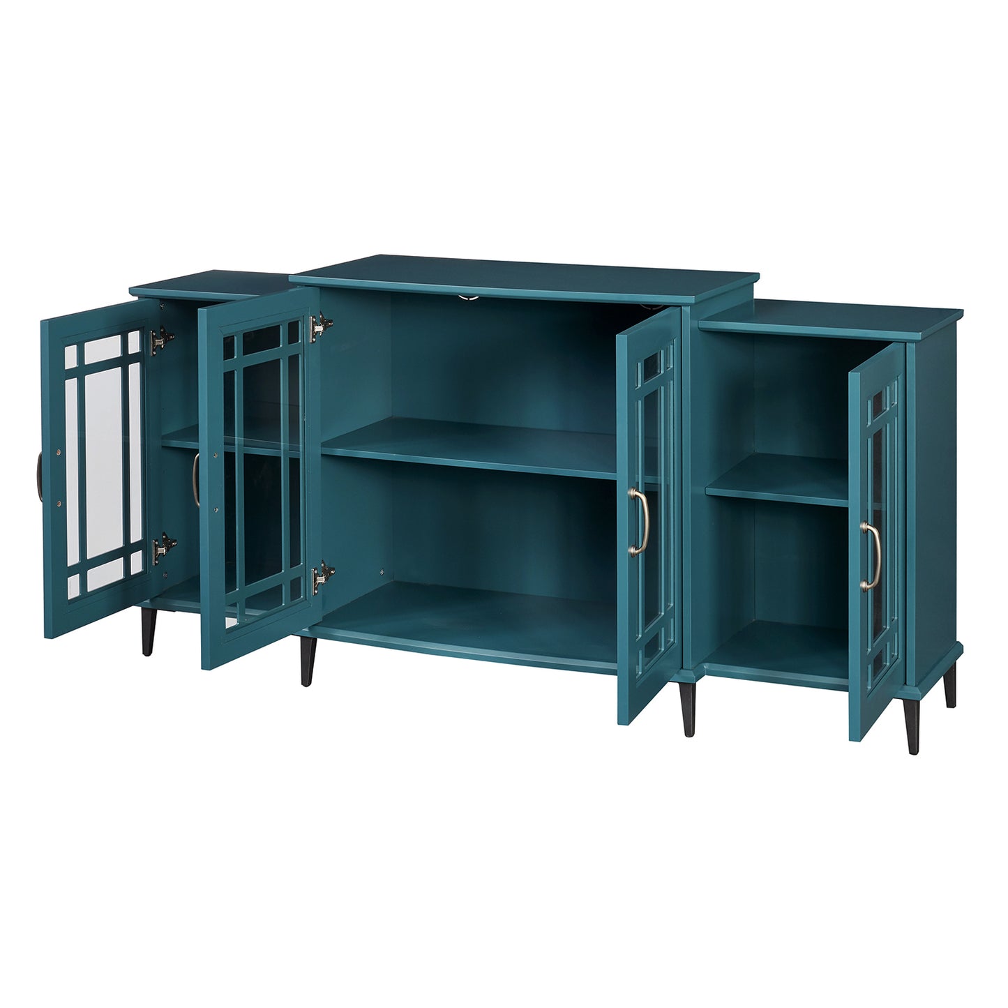 Teal Blue Geometric TV Stand and Buffet Cabinet