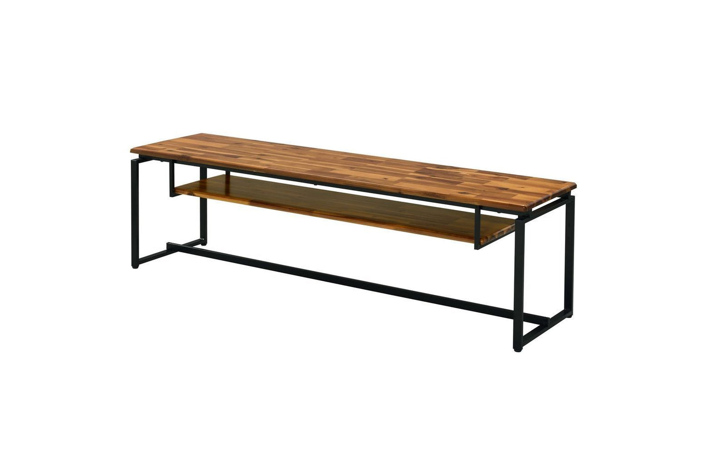 Jurgen Oak & Black TV Stand with Metal Sled Base