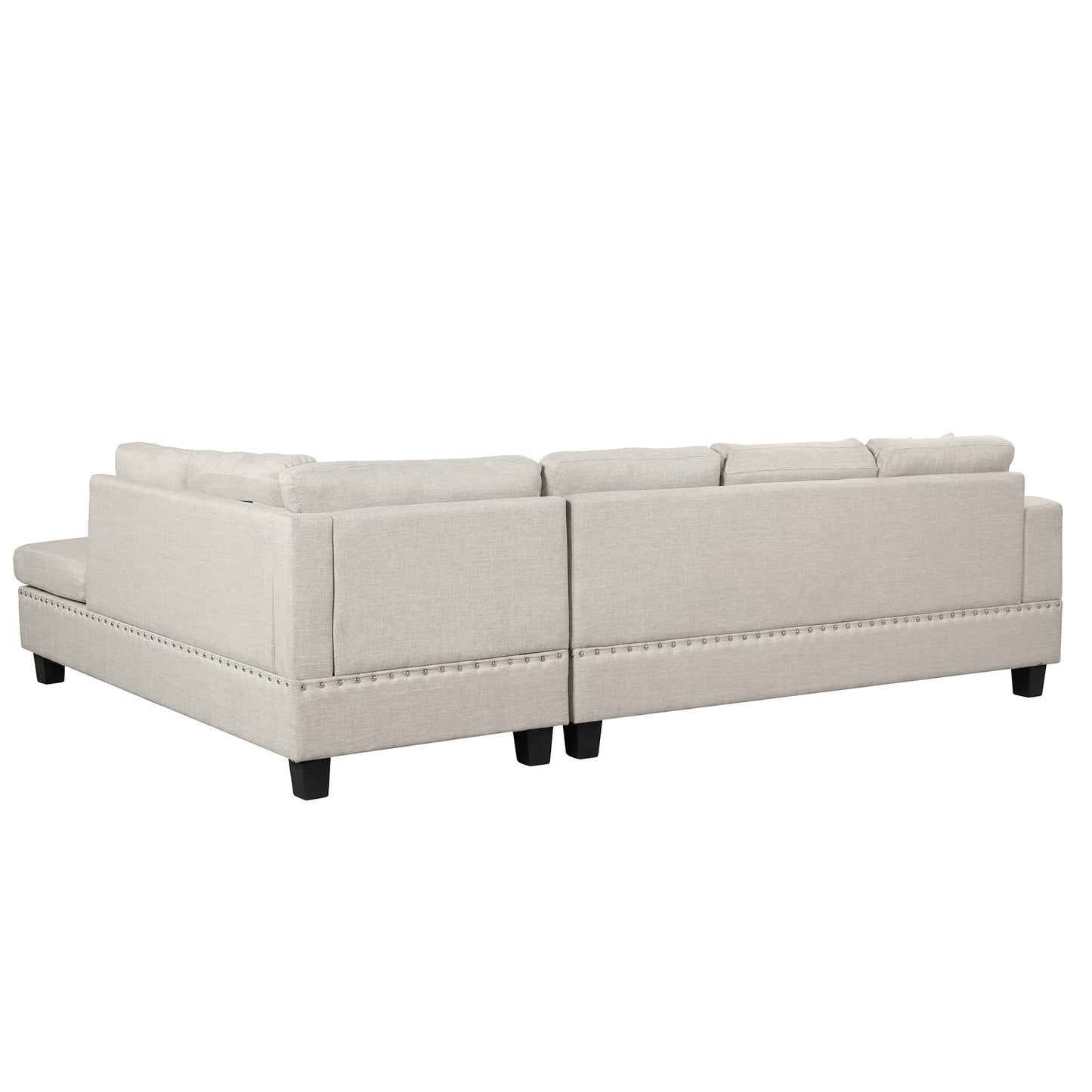Light Gray L-Shape Sectional Sofa with Storage Ottoman and Reversible Chaise