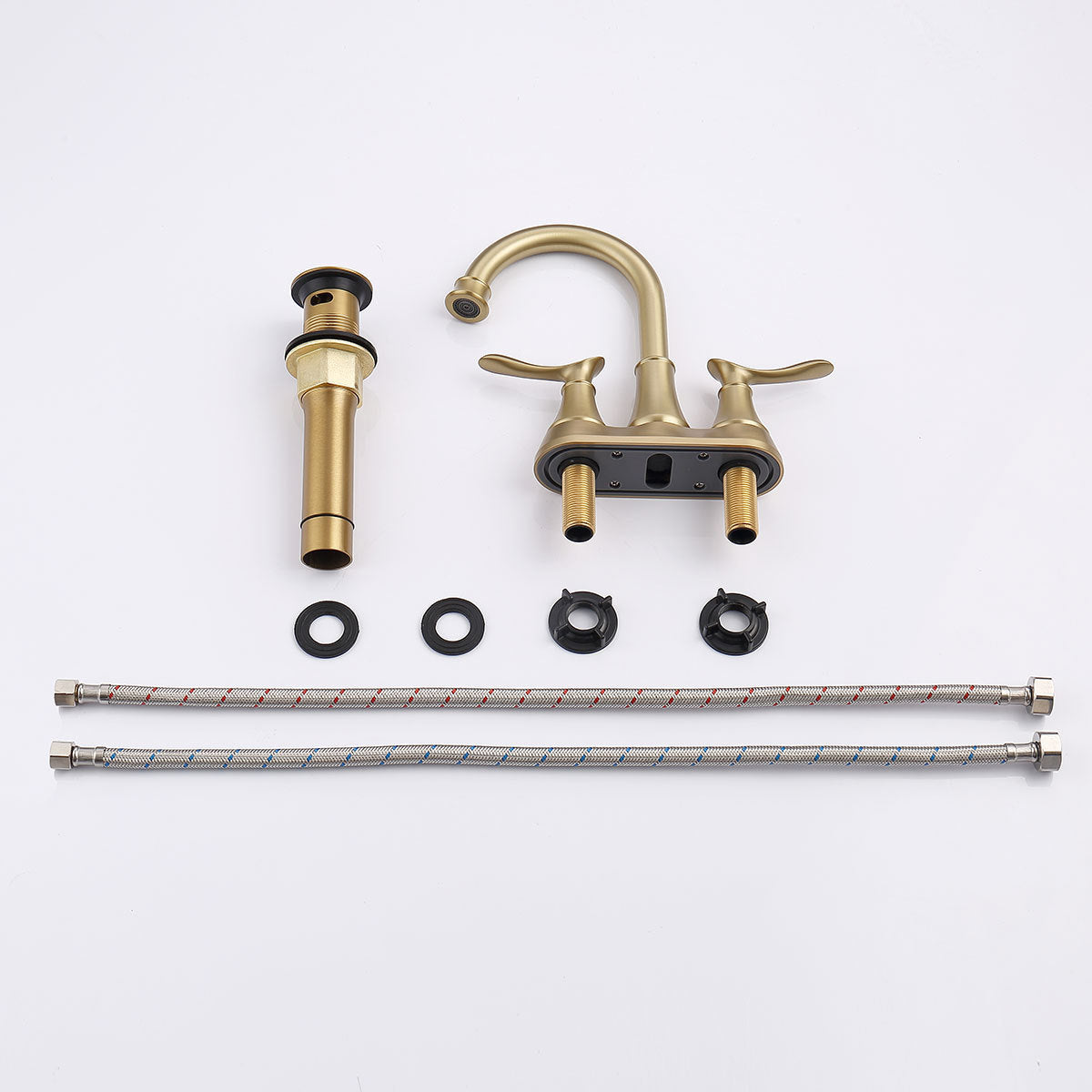 Brass 2-Handle Bathroom Faucet with Pop-up Drain