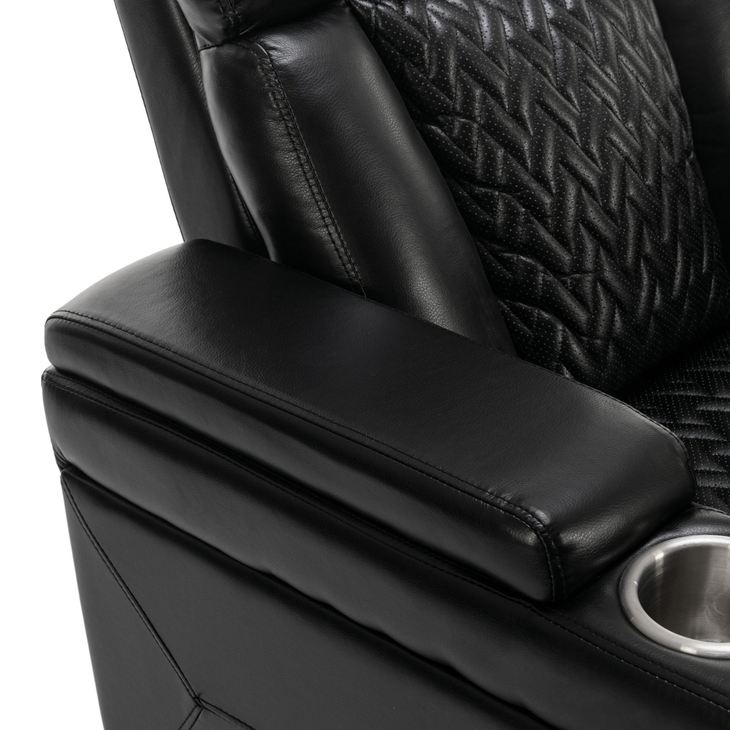 Luxury Black Swivel Recliner Chair with Tray Table, Phone Holder, and USB Port