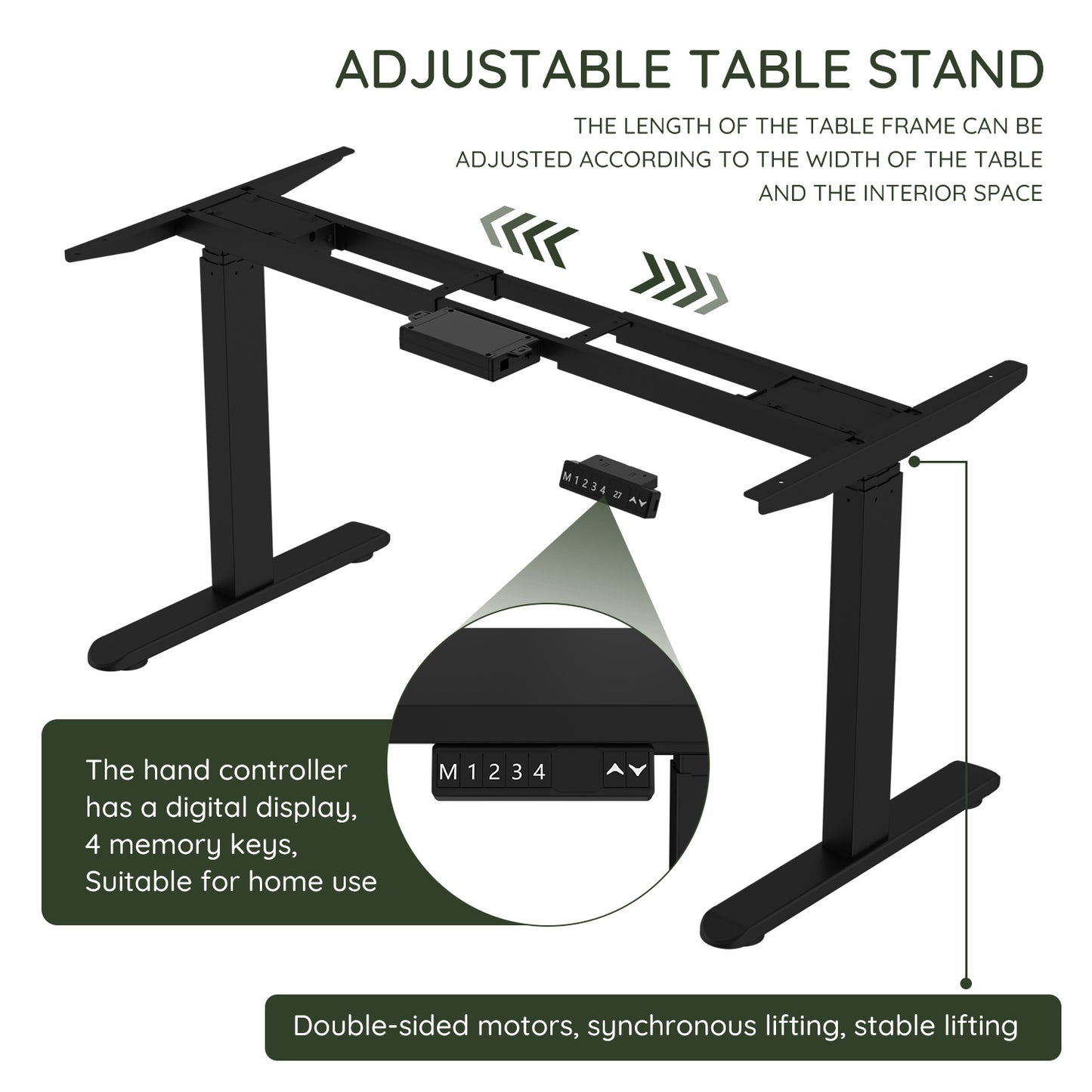 ErGear Electric Standing Desk Frame with Dual Motors - Height Adjustable Sit Stand Desk Base