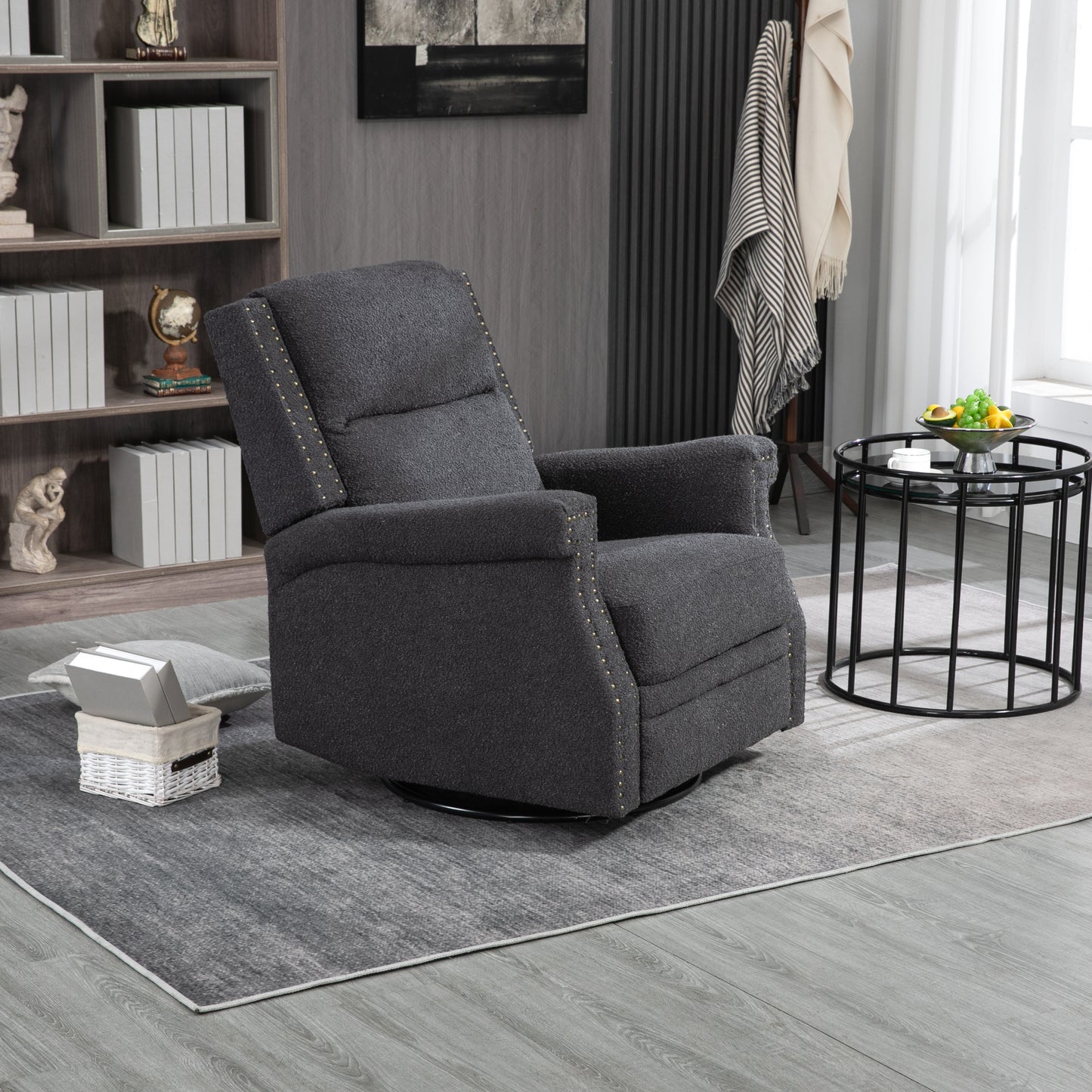 360 Degree Swivel Recliner Chair with Rocking and Reclining Functionality