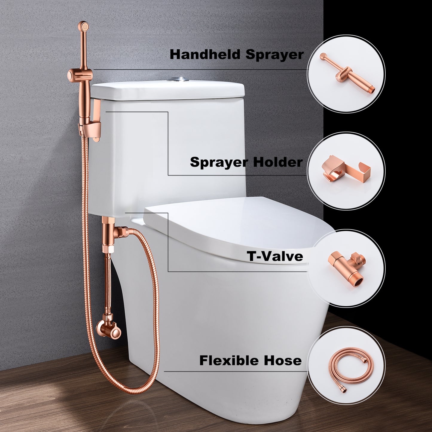 Handheld Bidet Sprayer for Toilet, All Brass Cloth Diaper Toilet Sprayer Bidet Spray Attachment with Bidet Hose, Upgrade Backflow Preventer for Self Cleaning,