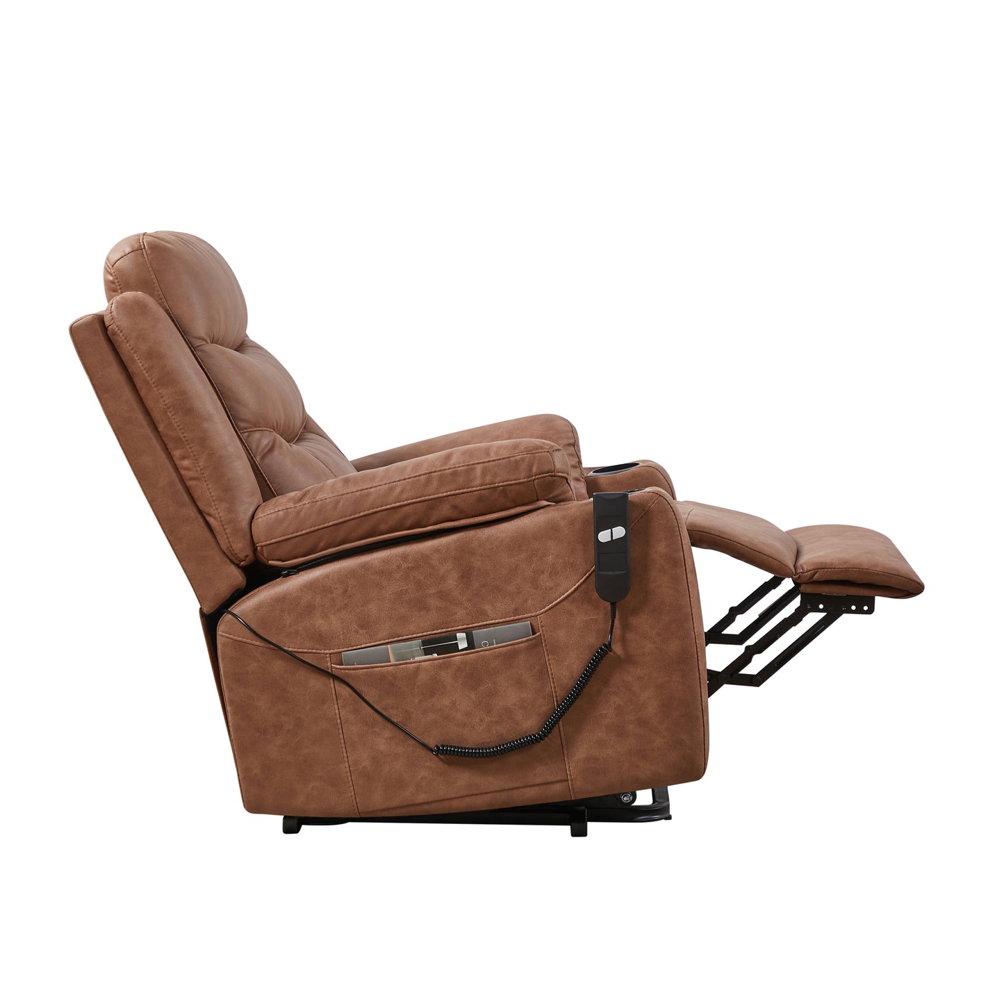 Electric Power Lift Recliner Chair with 3 Positions, Cup Holders, and Suede Fabric by Liyasi