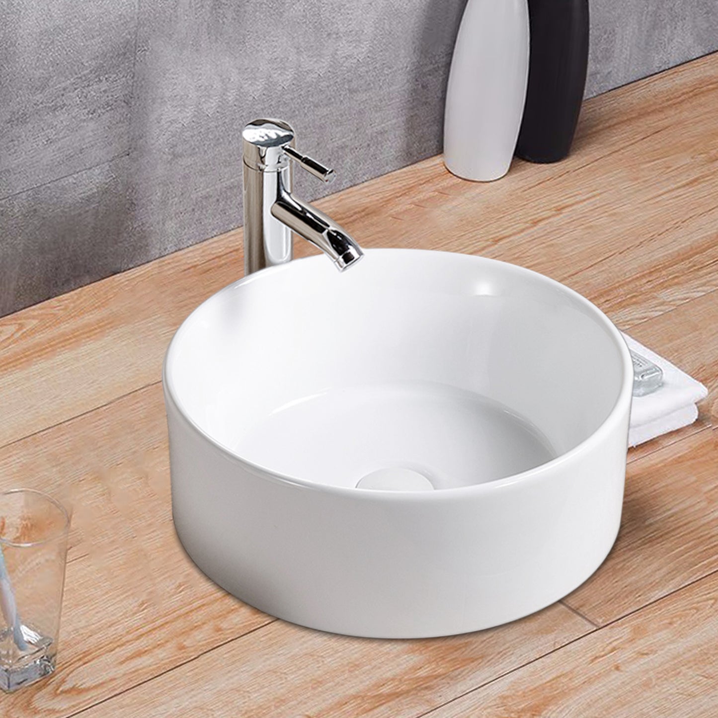 Vessel  Bathroom Sink Basin in White Ceramic