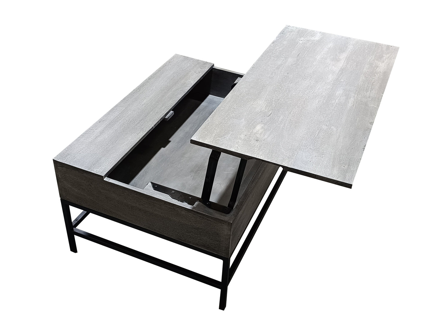 Gray Lift Top Coffee Table with Natural Wood Finish