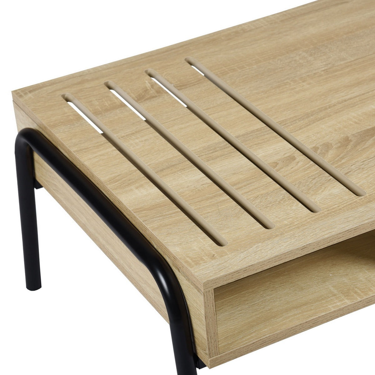 Rectangular Coffee Table with Ample Storage and Hairpin Legs