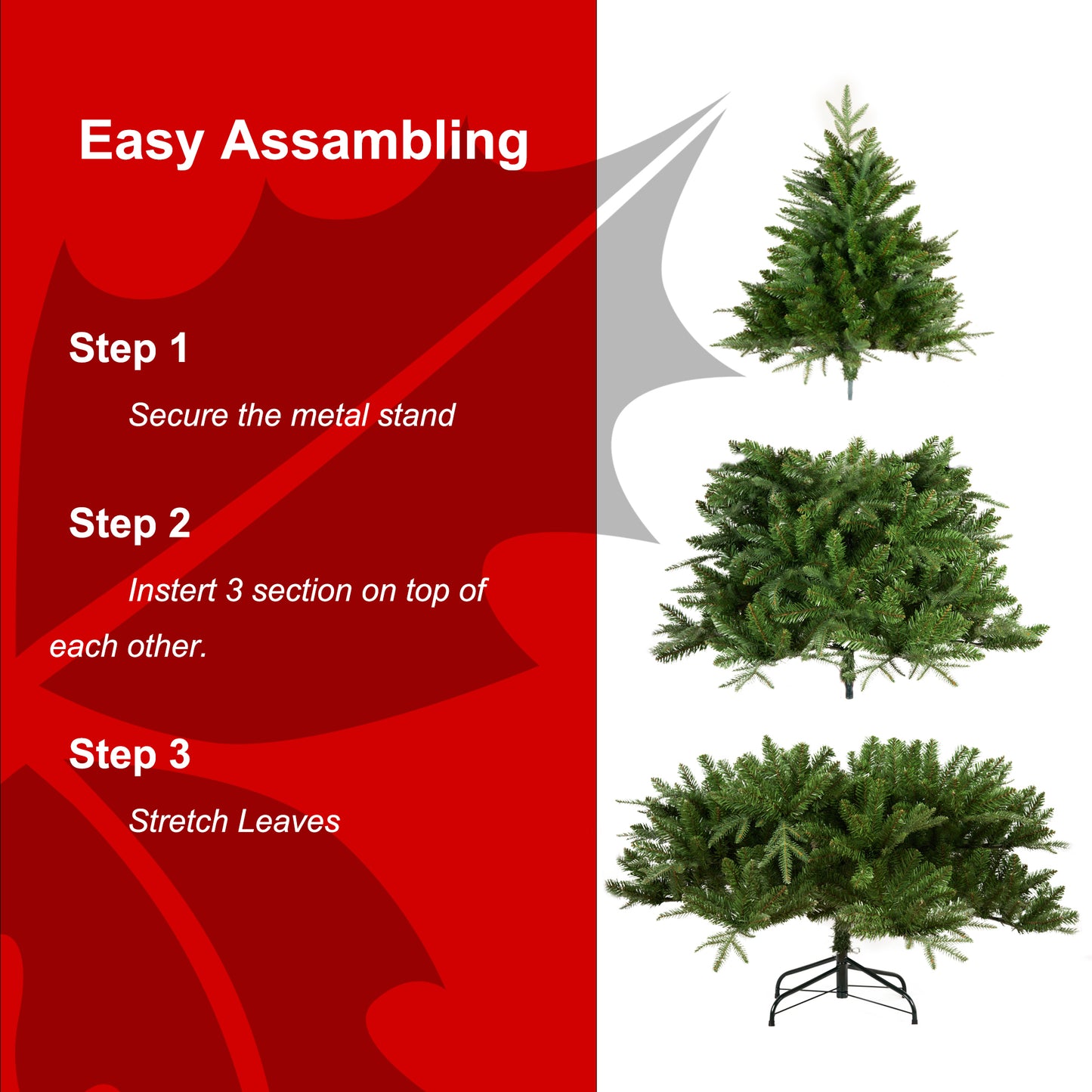 6-Foot Green Artificial Christmas Tree with 1600 Tips - Easy Assembly and Sturdy Metal Stand