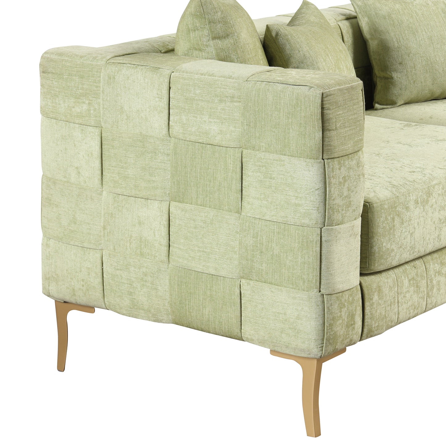 Sleek 80.5 Modern Upholstered Sofa with Golden Metal Legs