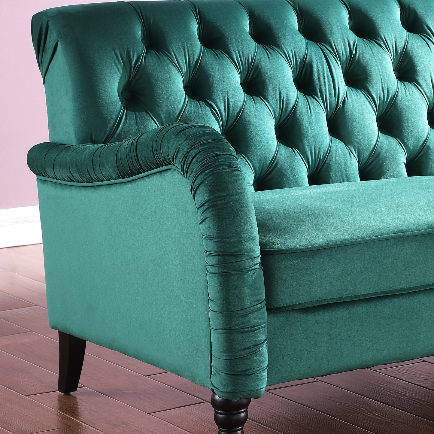 Modern Dark Green Velvet Chesterfield 3-Seater Sofa