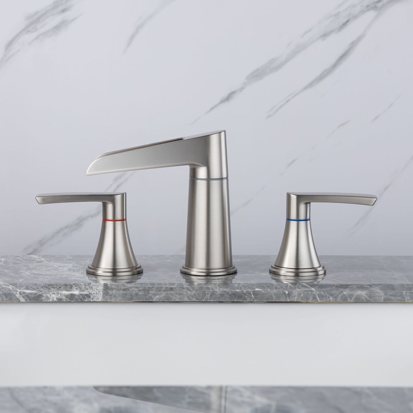 Elegant 2-Handle Brushed Nickel Bathroom Faucet with Waterfall Design