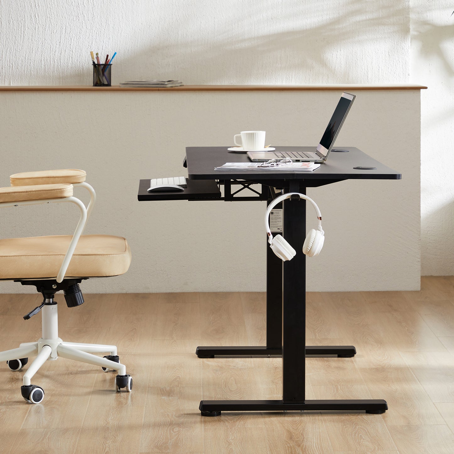 Large Ergonomic Electric Standing Desk with Keyboard Tray for Home Office