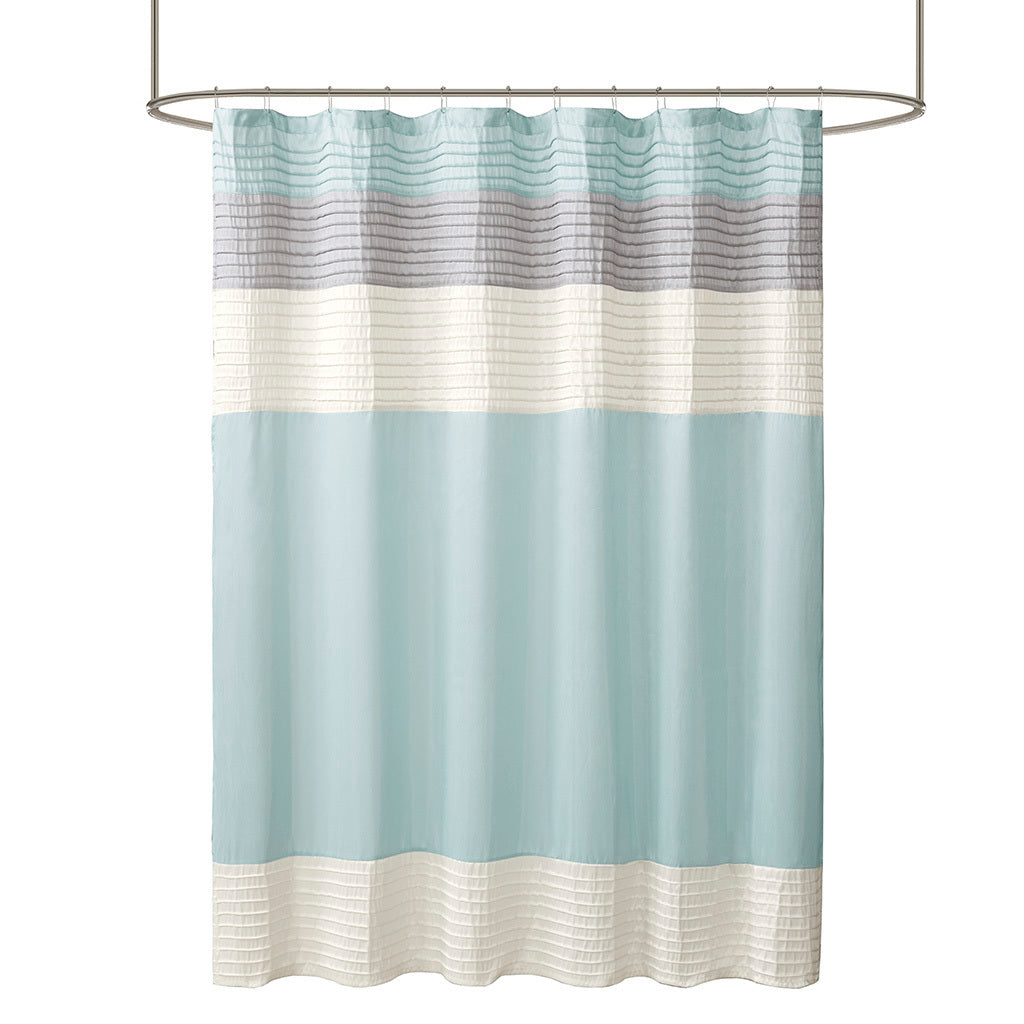 Aqua Dupioni Faux Silk Shower Curtain