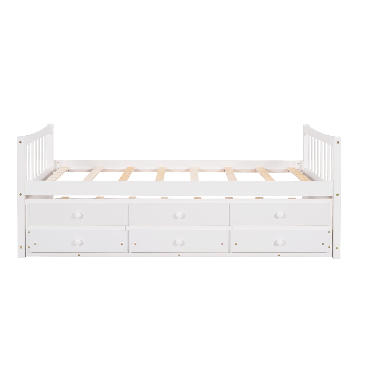 Daybed with Trundle and Drawers, Twin Size, White