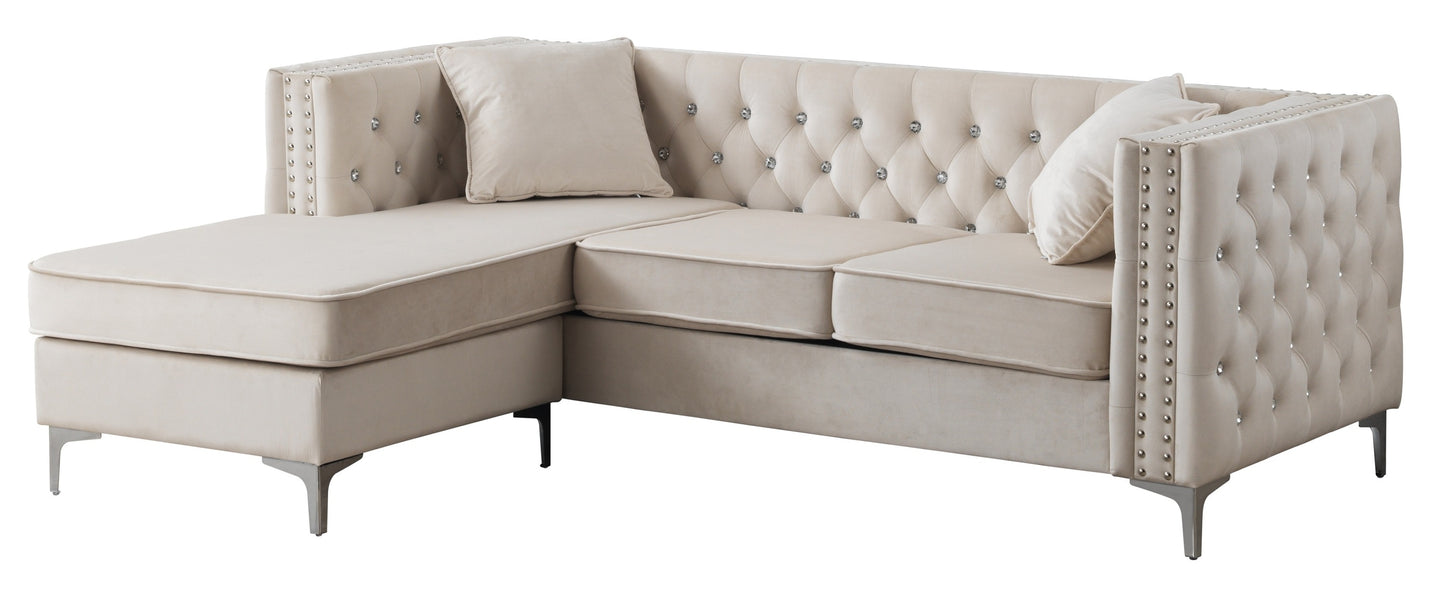 Paige G827B-SC Ivory Velvet Sofa Chaise