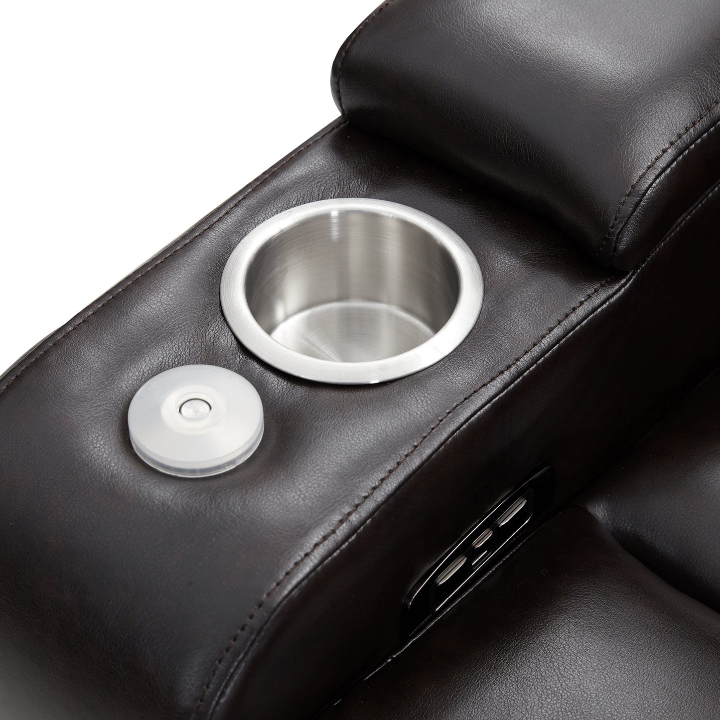 Electric Black Leather Recliner with USB Charger, Swivel Tray, and Hidden Storage