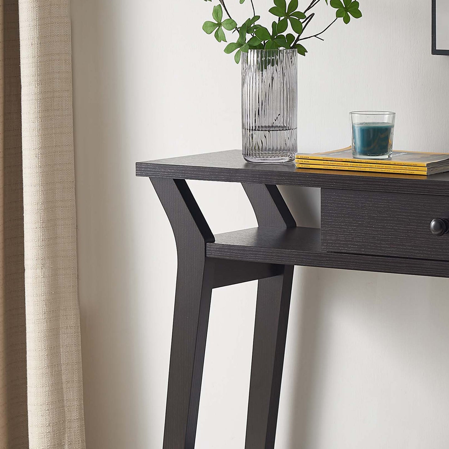 Red Cocoa Console Table with Drawer and Shelves